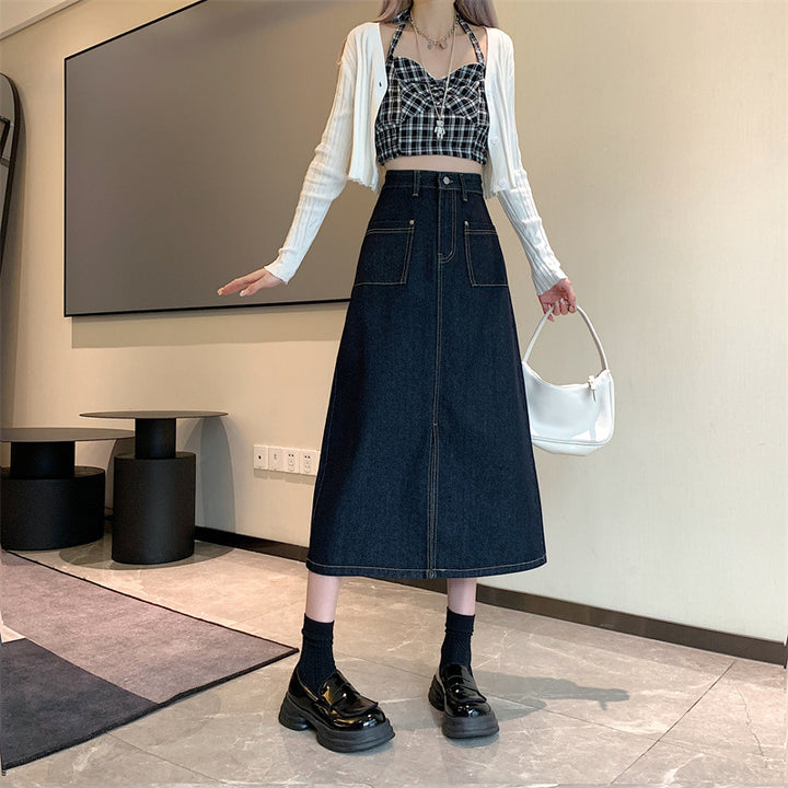 Jupe en denim longue pour femme avec poches pratiques Chic & Stil