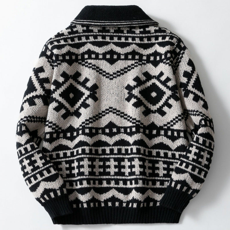 Lune London geometric pattern design knit jacket for men