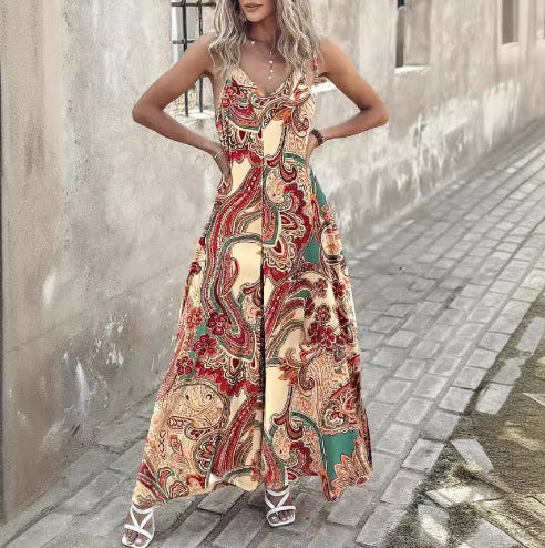 Women Bohemian Paisley Print Maxi Dress Lune London
