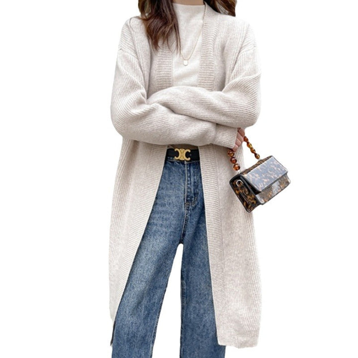 Knitted coat for women with open front and long sleeves Lune London