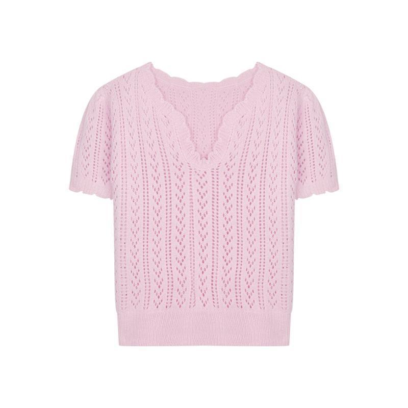 Knitted sweater for women with a feminine openwork pattern Lune London