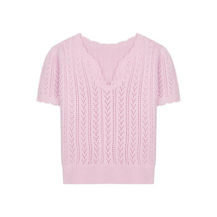 Knitted sweater for women with a feminine openwork pattern Lune London