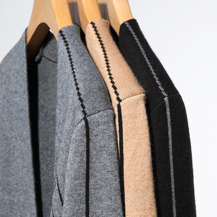 Elegant knitted jacket for men with embroidered design and practical pockets Lune London