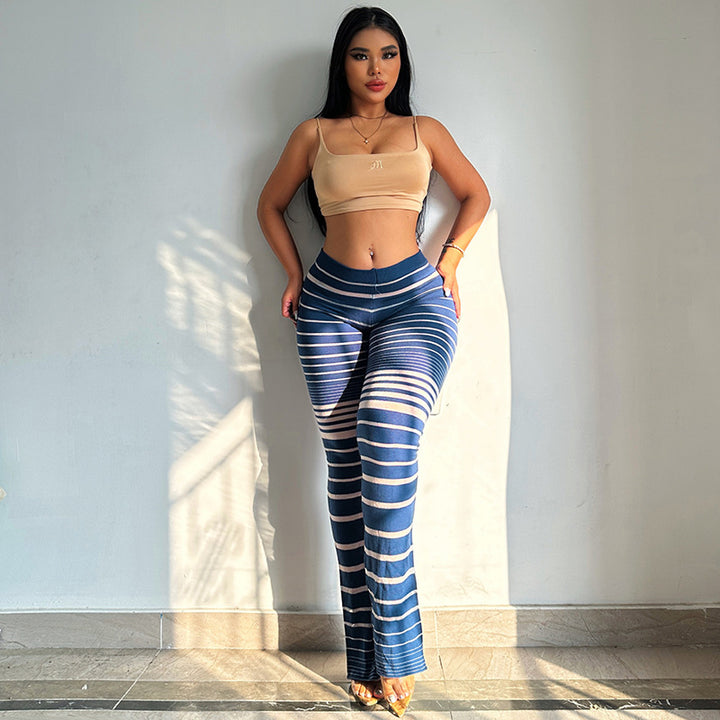 High-waisted striped leggings for women Lune London