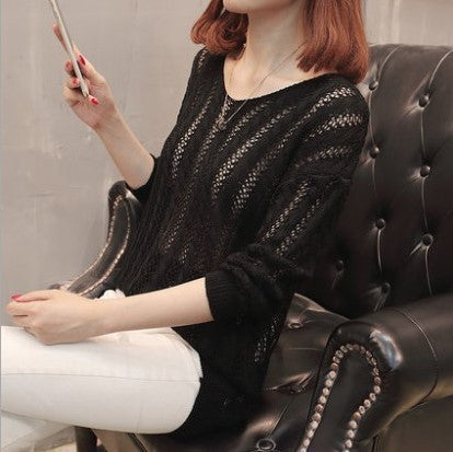 Lightweight knitted sweater for women with V-neck Lune London
