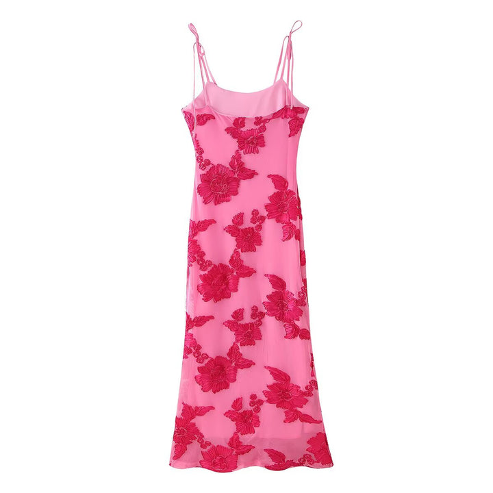 Maxi dress for women with floral lace pattern and adjustable straps Lune London