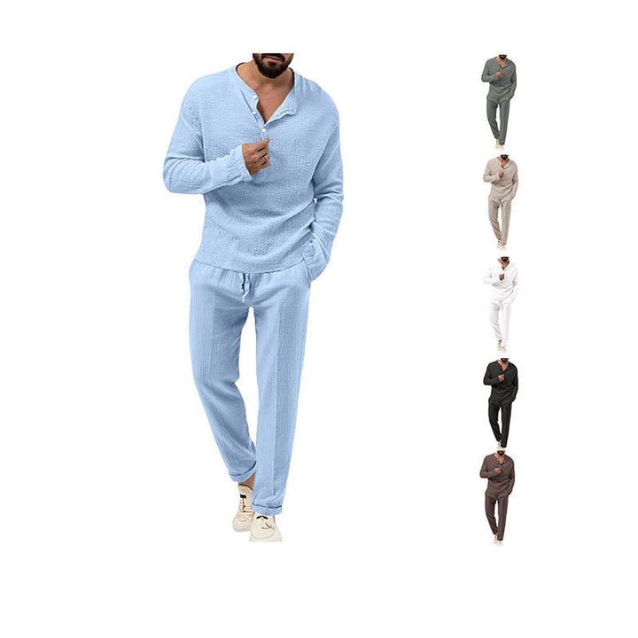 Casual men's outfit with button placket and elastic waistband Lune London