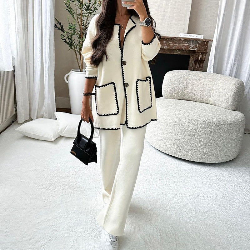 Elegant knitted jacket for women with contrasting details Lune London
