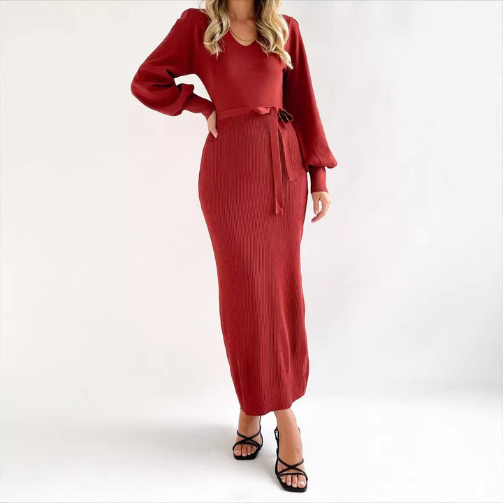 Elegant knitted dress for women with puff sleeves Lune London