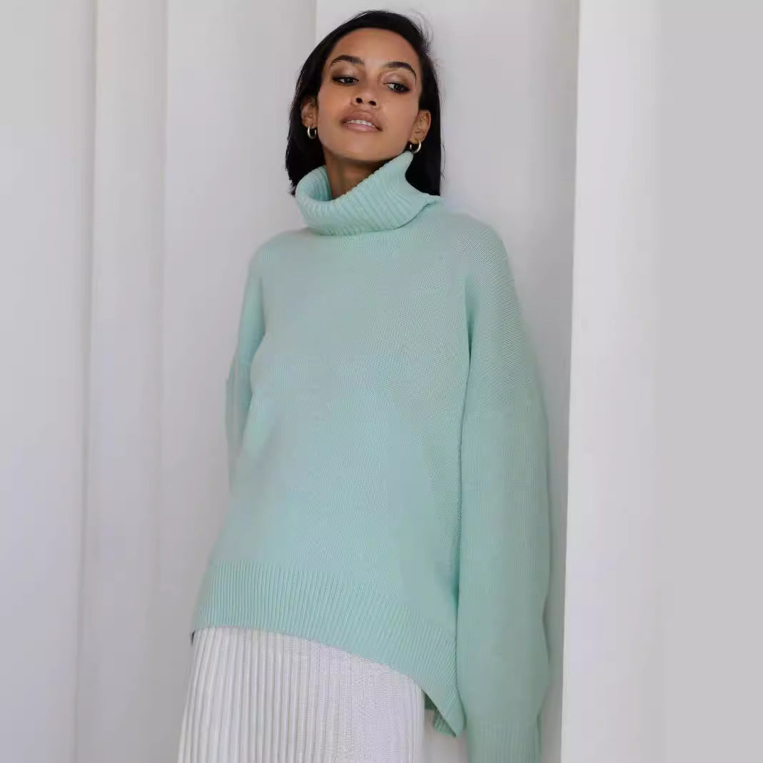 Loop collar sweater for women in soft material Lune London