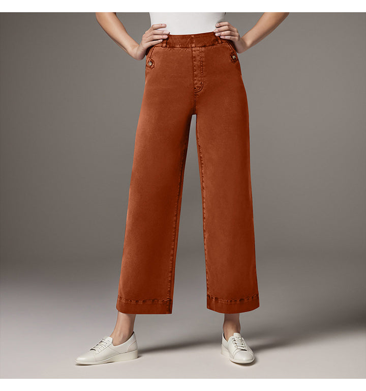 Women's Wide High-Waist Pants with Fashionable Button Details Lune London