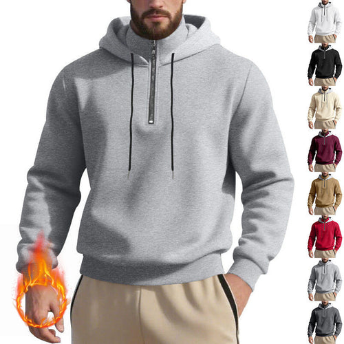 Sporty hoodie for men with half-zipper and breathable fabric Lune London