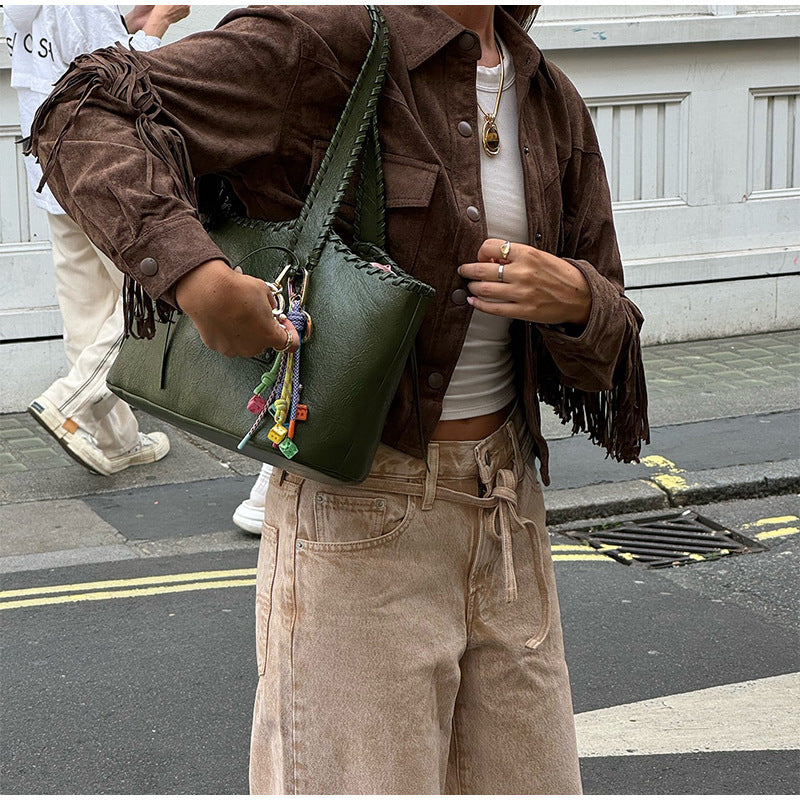 Casual suede jacket for women with fringes and pockets Lune London