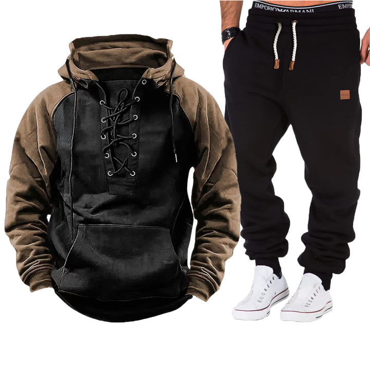 Casual hoodie for men with braided lace closure and comfortable jogger pants Lune London