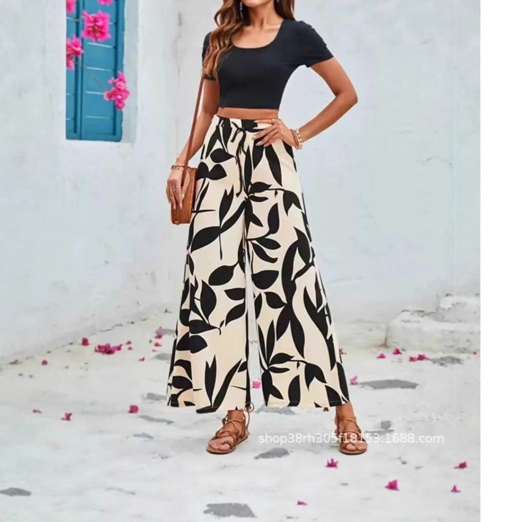 Wide palazzo pants for ladies with floral pattern Lune London