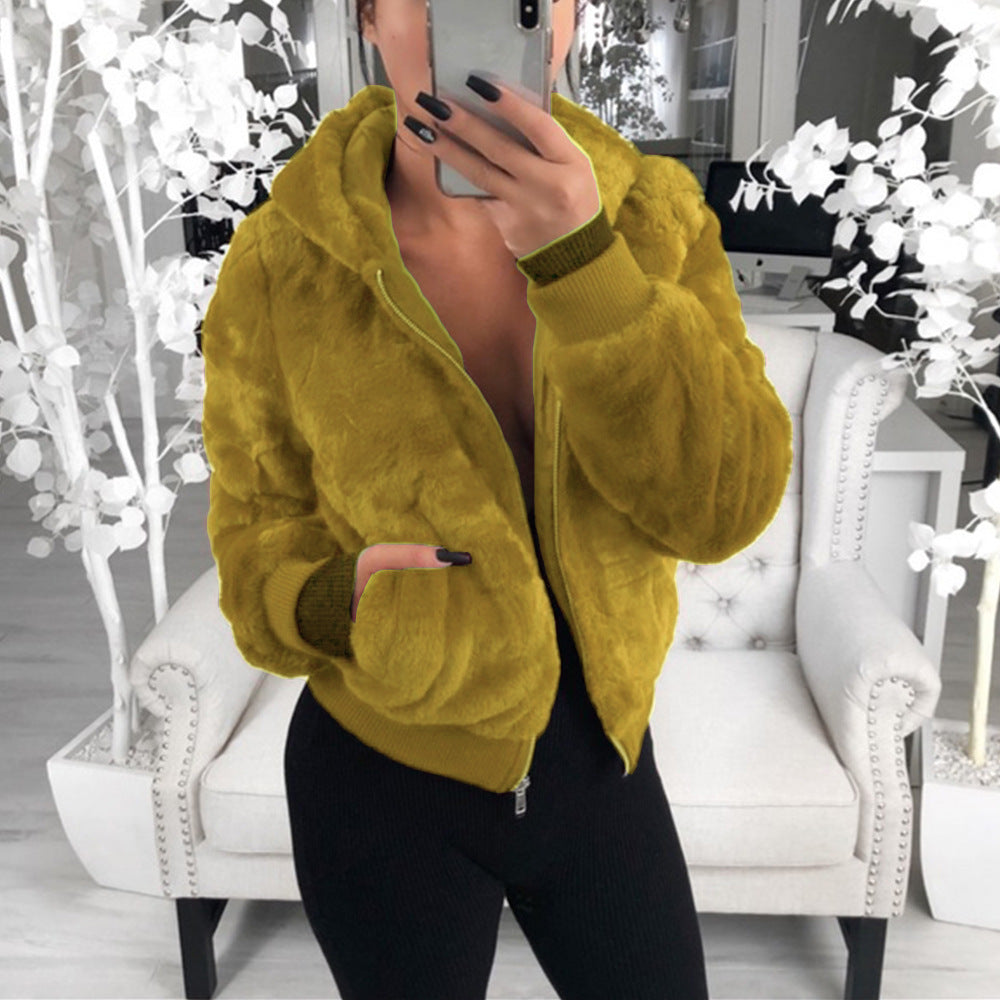 Ladies Lune London Faux Fur Bomber Jacket