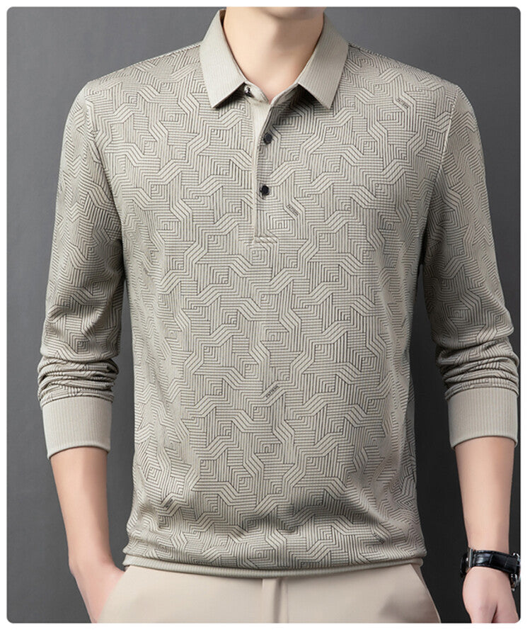 Long sleeve polo shirt for men fashionable with a textured design and breathable properties Lune London