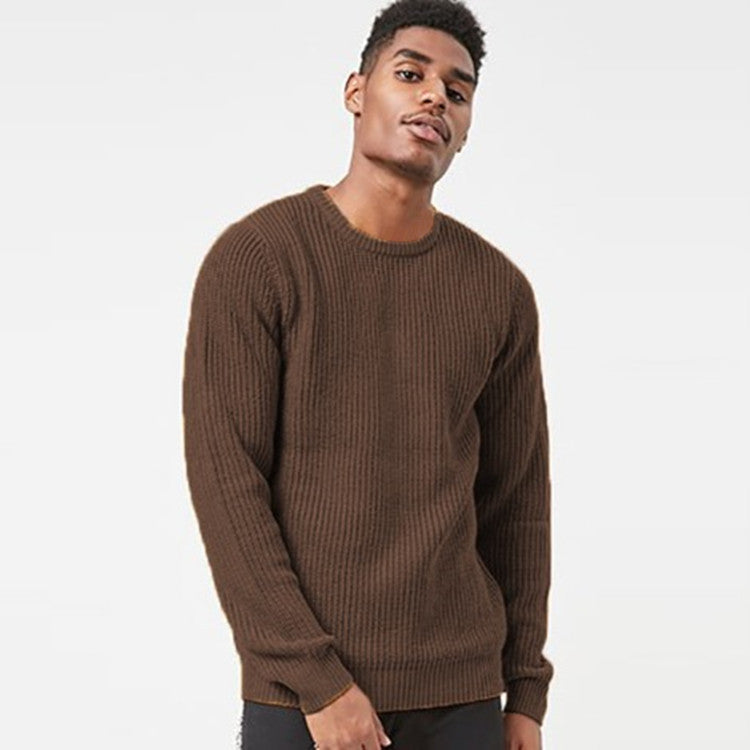 Raw knit sweater for men with textured pattern and round neck Chic and Style