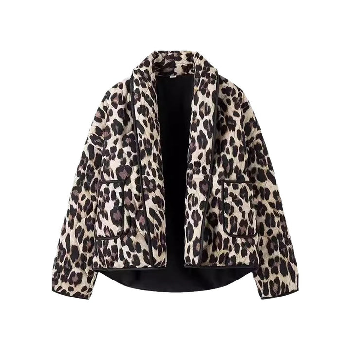 Plus size ladies blazer with animal print and chic elegant accents