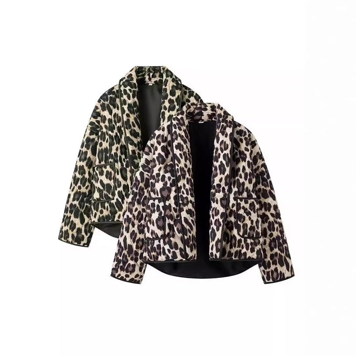 Veste matelassée tendance pour femmes avec motif léopard et poches pratiques Lune London