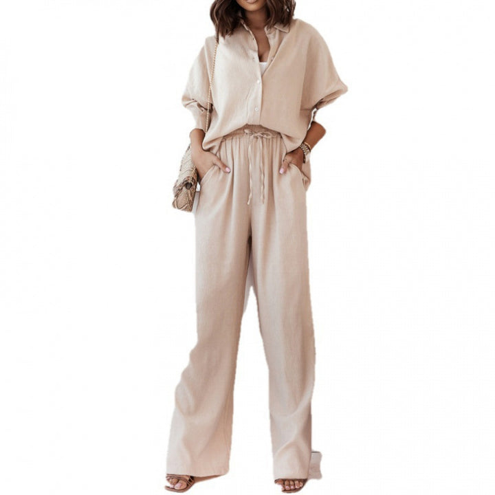 Casual two-piece set for women with loose blouse and wide linen pants Lune London