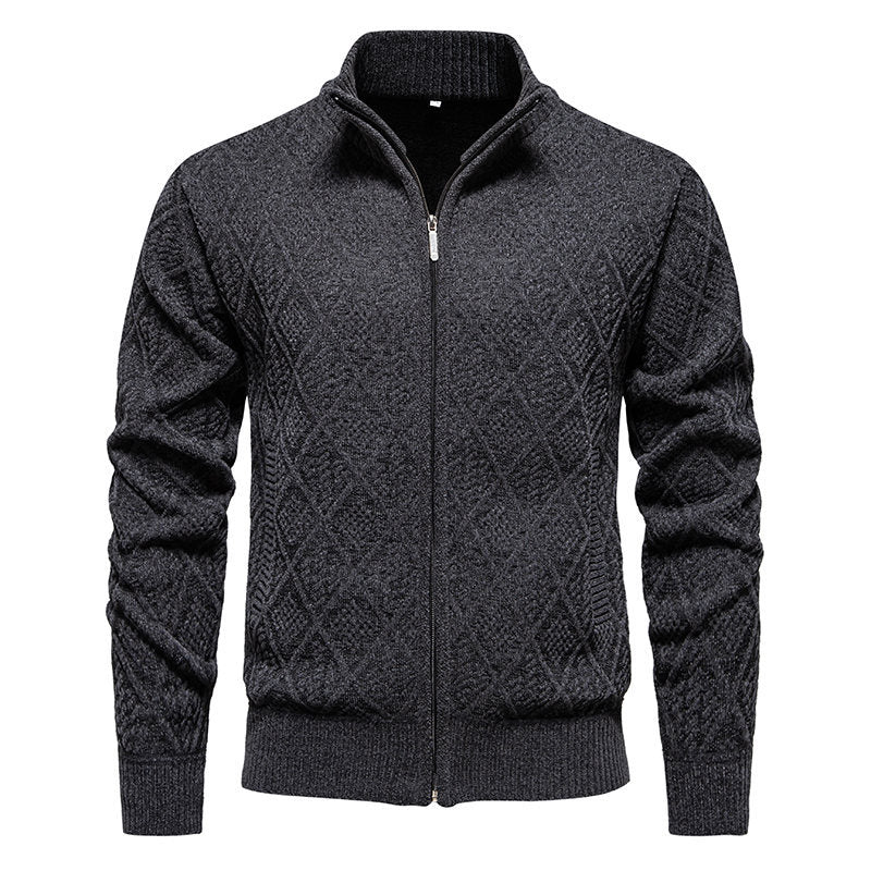 Fashionable men's knitted jacket with textured surface Lune London