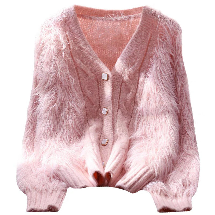 Fashion knitted jacket for women with fluffy sleeves Lune London