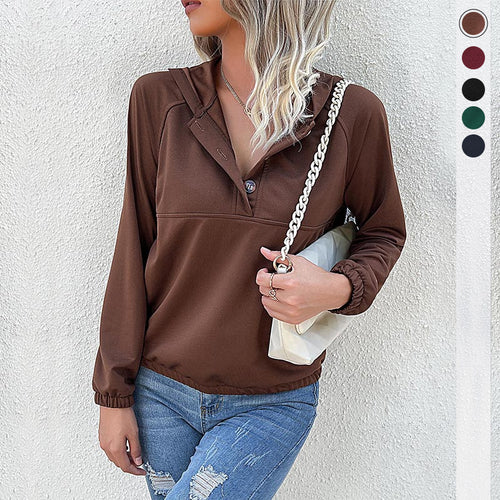 Women's button hoodie top with elastic cuffs Lune London