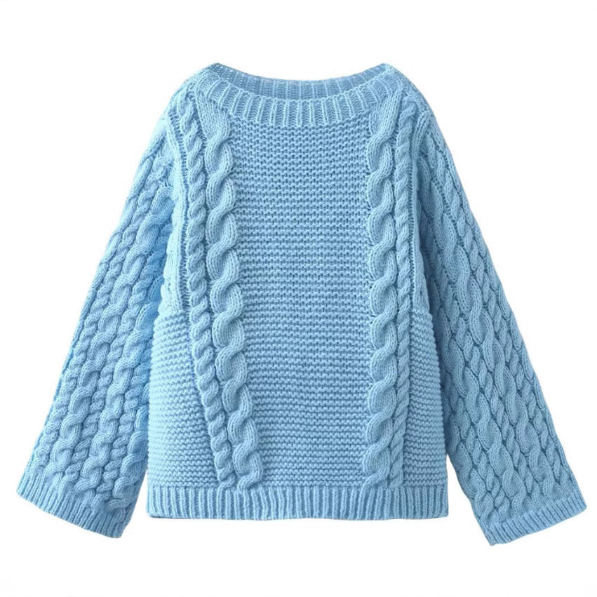 Knit sweater for women with a casual fit and braided design Lune London