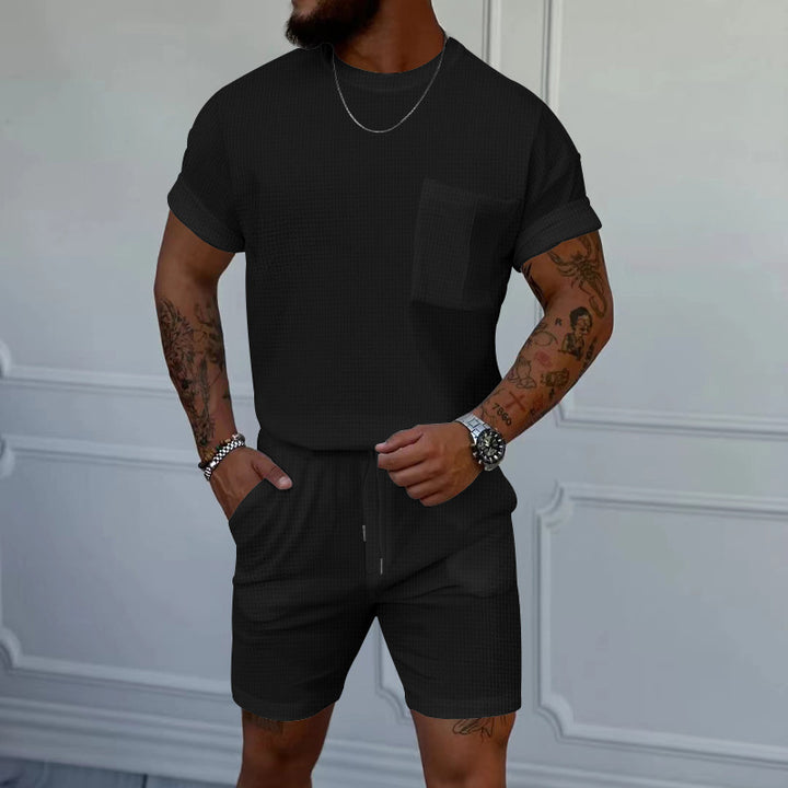 Men's comfortable short-sleeve set with elastic waistband and handy pockets Lune London