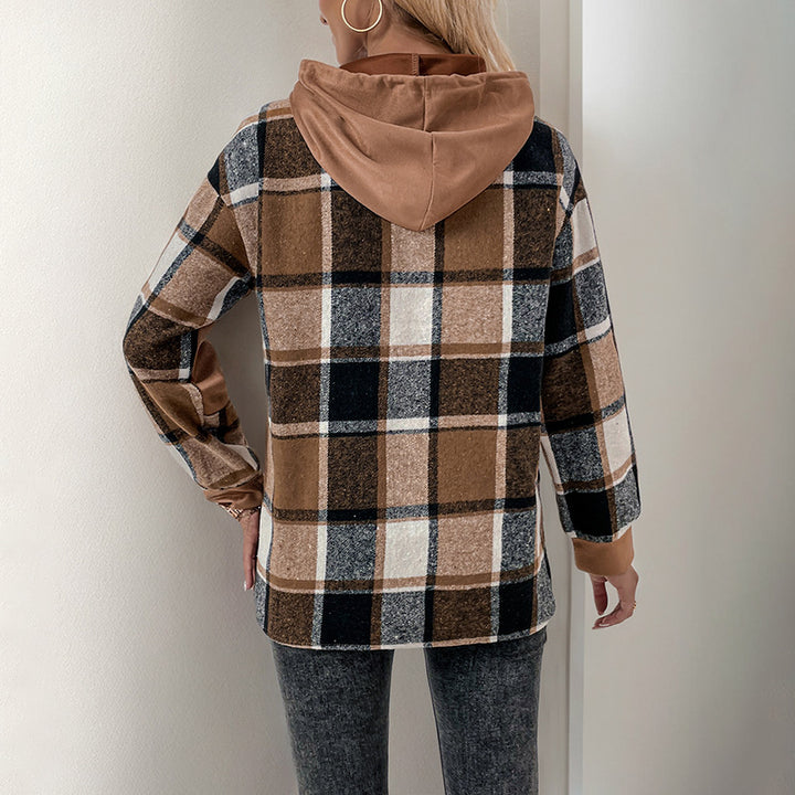 Hooded sweatshirt for women with checked sleeves Lune London