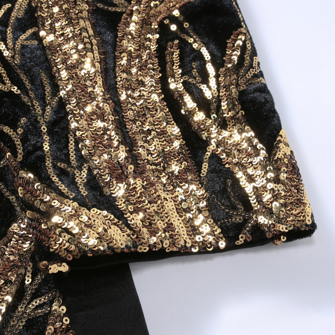 Luxury sequin tuxedo blazer for men with floral design Lune London