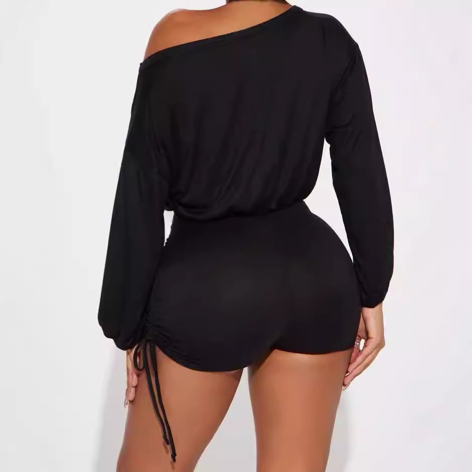Lady Off-Shoulder Jumpsuit with gathered sides Lune London