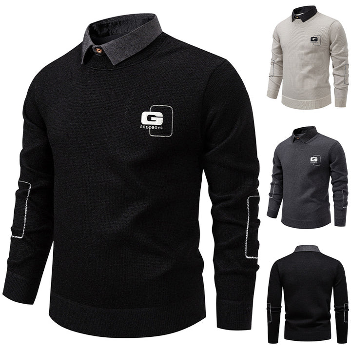 Elegant sweater for men with collar and fine knit pattern Lune London