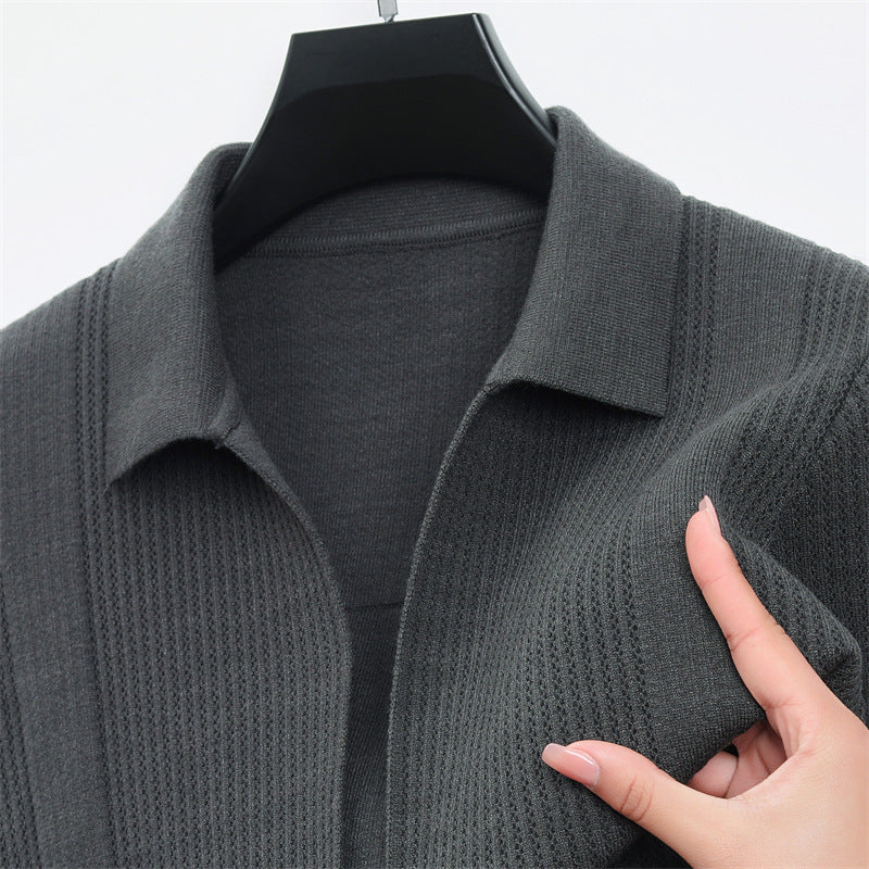 Lady cardigan with modern honeycomb pattern and fine collar Lune London