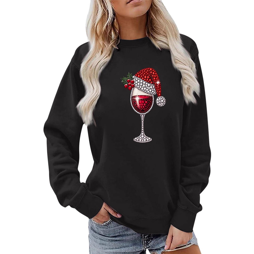 Sweatshirt pour femmes avec doublure douce et motif festif en vin Chic & Stil
