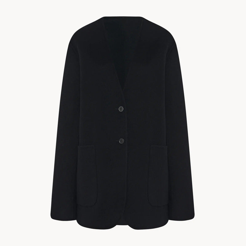 Blazer tricoté élégant pour femmes avec grands revers et poches pratiques Chic & Stil