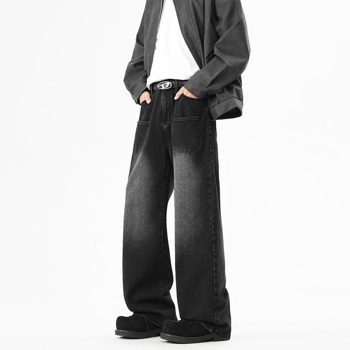 Denim pants for women, wide fit with elastic waistband and modern details Lune London