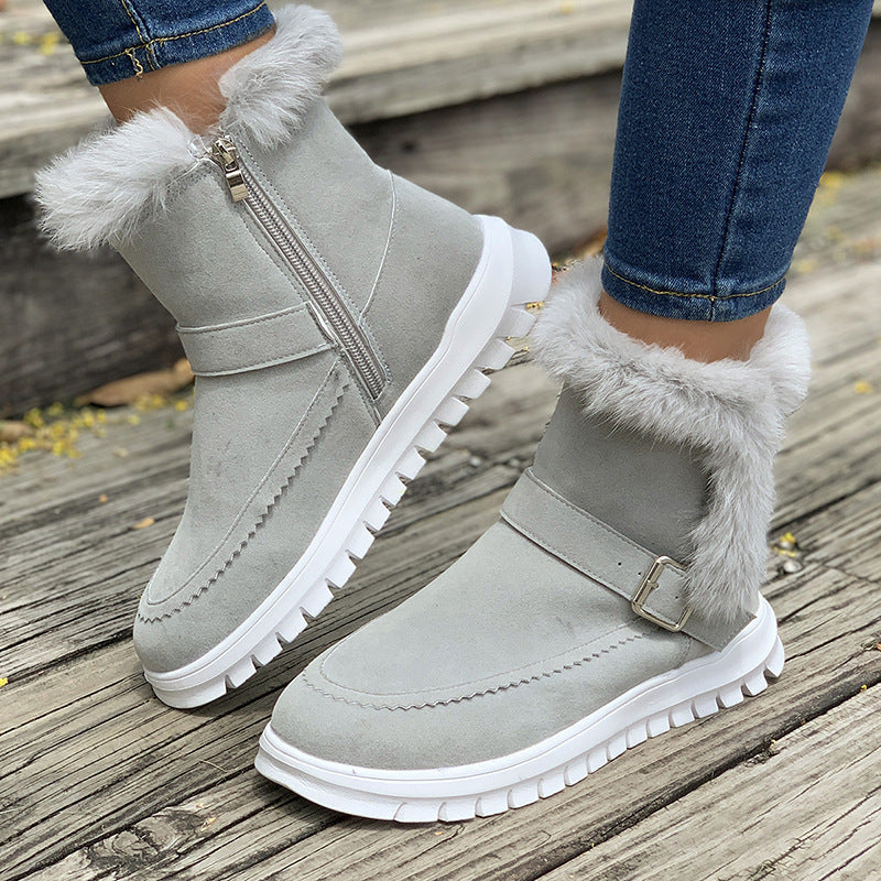 Warm lined boots for women with trendy fur trim Lune London