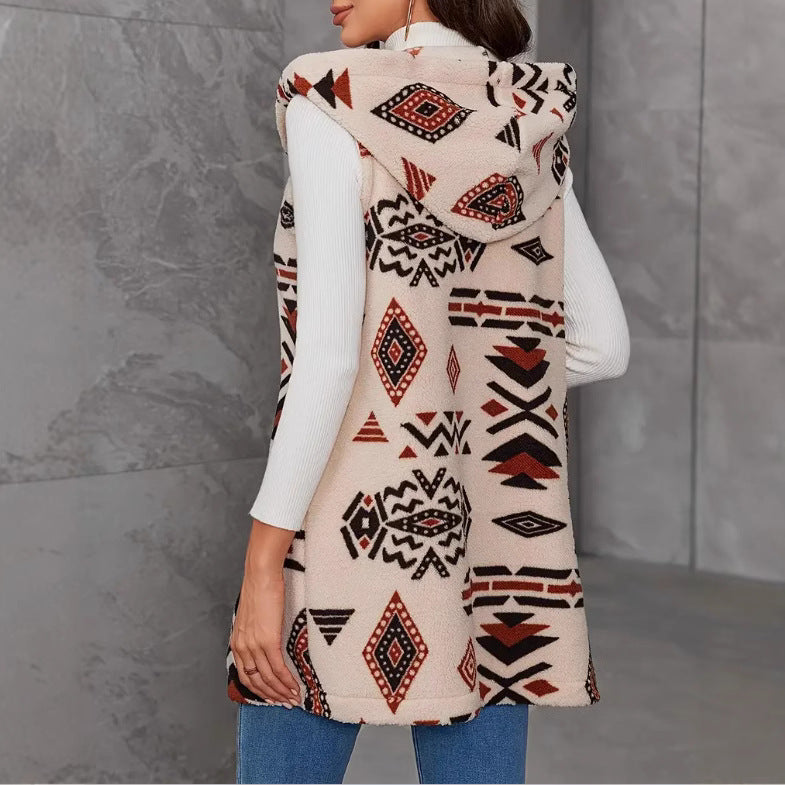 Ladies Elegant and comfortable plush vest with ethnic pattern Lune London