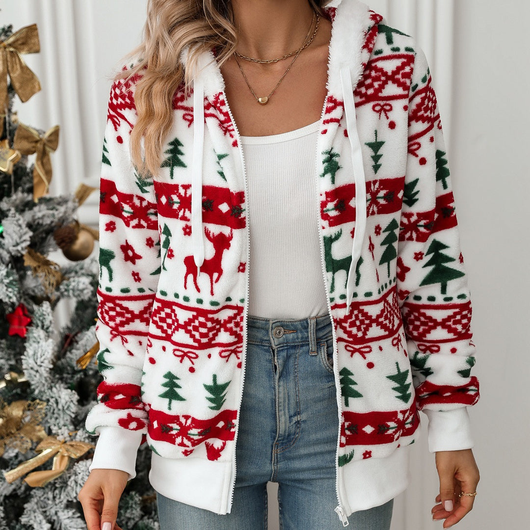 Ladies Cozy Hooded Sweater with Festive Pattern Lune London