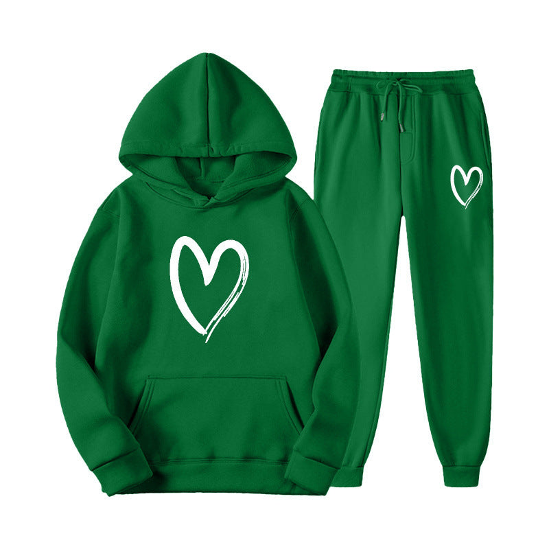 Women's sweatsuit with kangaroo pocket and heart-shaped print Lune London