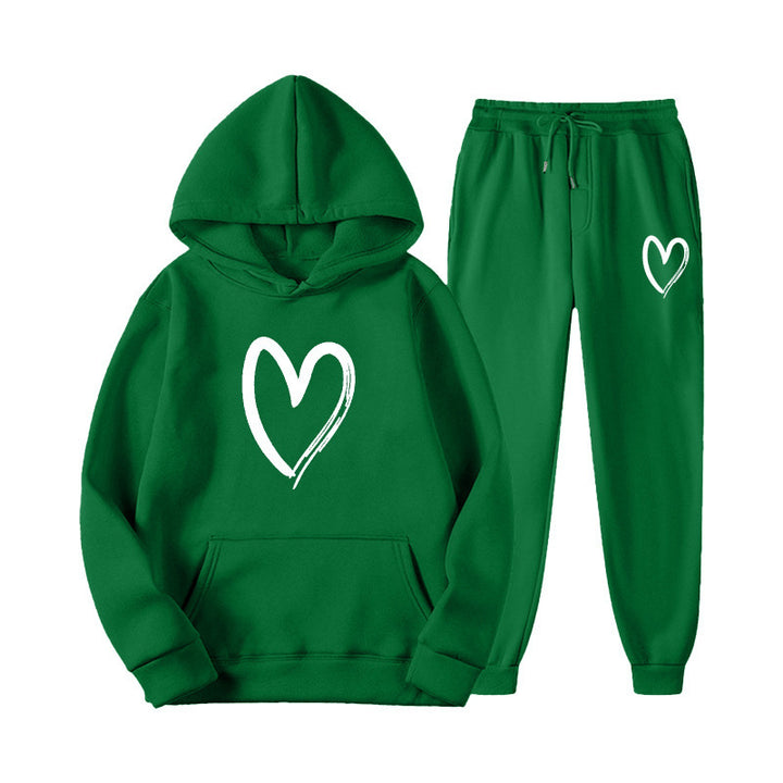 Women's sweatsuit with kangaroo pocket and heart-shaped print Lune London
