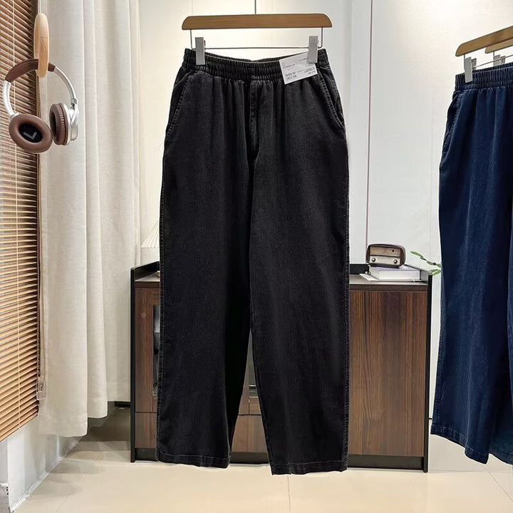 Pantalon en jean large et confortable pour femme avec taille élastique Chic & Stil