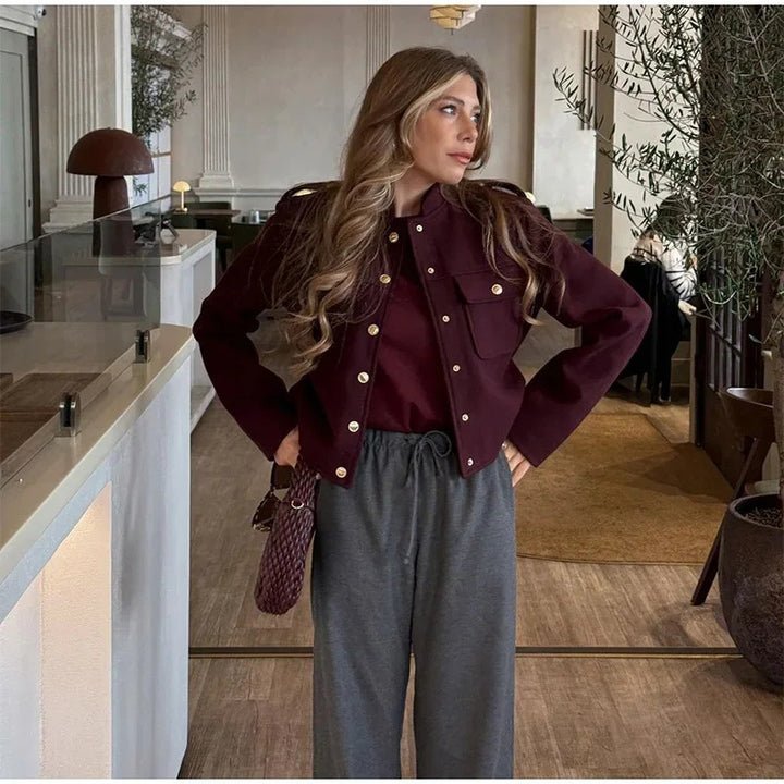 Fashionable women's jacket with decorative button details and practical pockets Lune London
