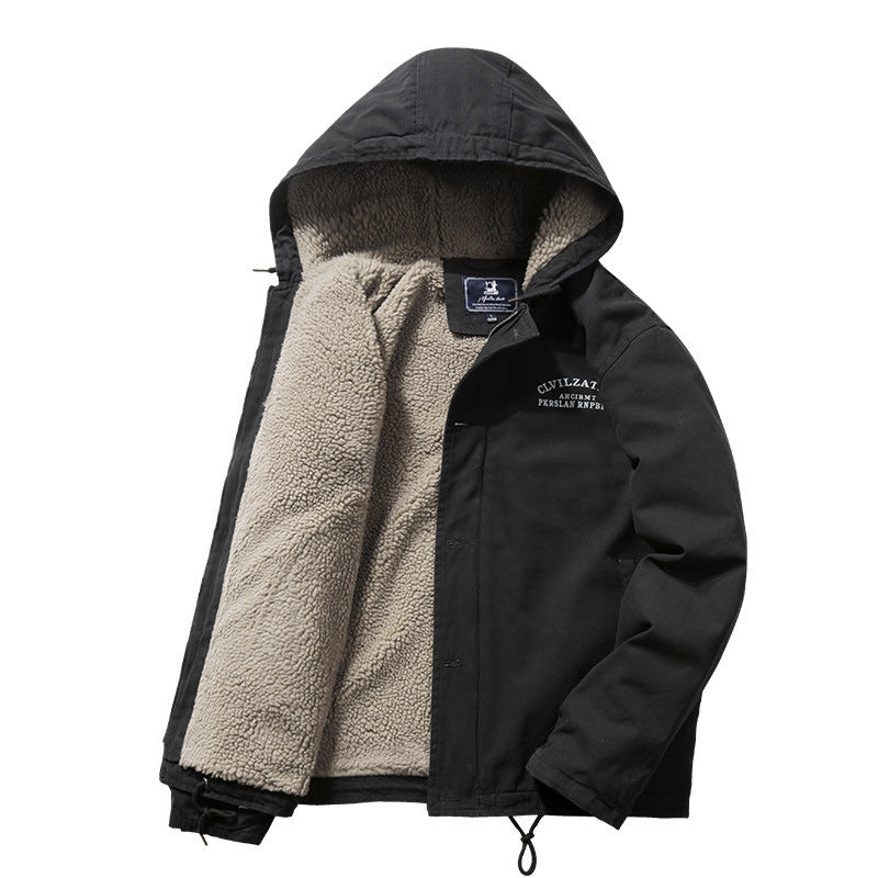 Technical transition jacket for men with warming teddy inner lining Lune London
