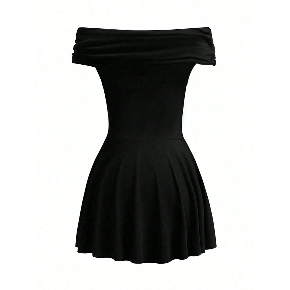 Robe Mini Femme Sans Épaules avec Détail Élégant en Enveloppement Chic & Stil