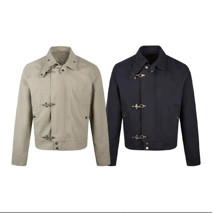 Men's Fashionable Short Jacket with Innovative Buckles and Practical High-Collar Lune London