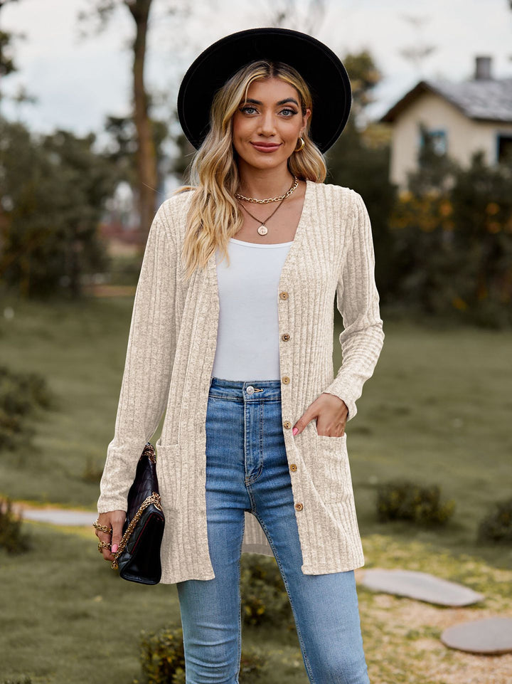 Cardigan for ladies with textured pattern and practical pockets Lune London 1753970709
