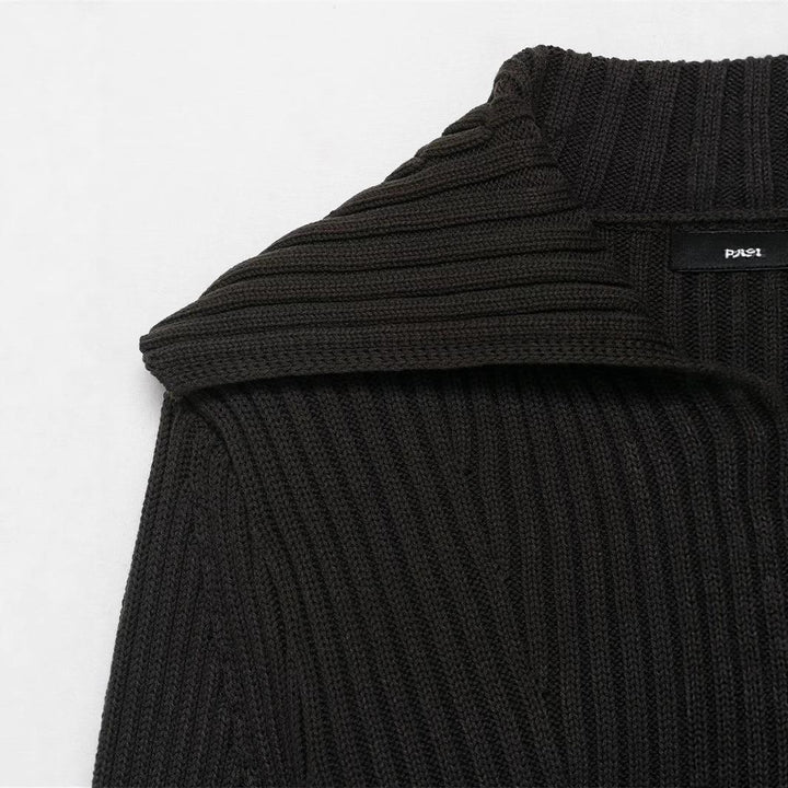 Knit jacket for women with a wide collar and trendy button details Lune London